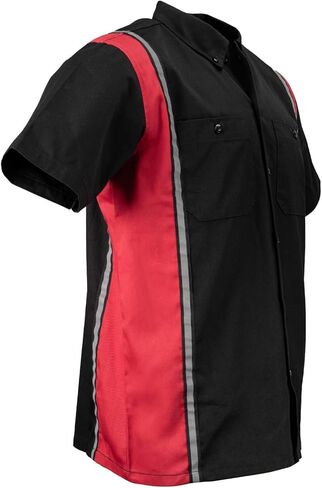 MILWAUKEE MOTORCYCLE CLOTHING CO. قميص عمل ميكانيكي للرجال باللون الأسود/الأحمر - مع شريط عاكس، MDM11607 in Kuwait