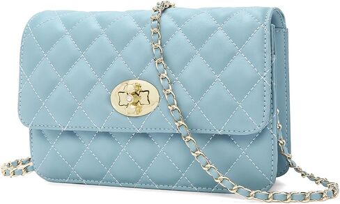 حقائب كروس مبطنة من الجلد الطبيعي من FOXLOVER للنساء، محفظة صغيرة بغطاء للكتف مع حزام سلسلة in Kuwait