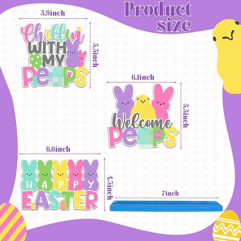 3Pcs Happy Easter Table Sign Decoration Wooden Bunny Bunny Tabletop Centerpiece Chillin with My Bunny Easter Table Topper Spring Party Bunny Sign for Home Office Easter Holiday Party Table Supplies in Saudi Arabia