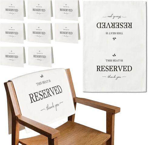 Reserved Seating Signs for Chairs 14 x 20 Inch, This Row Is Reserved Chair Sign for Wedding Ceremony, Church Pew Cotton Chair Signs, Reception Party Event Decorations (White, 4 PCS) in Kuwait