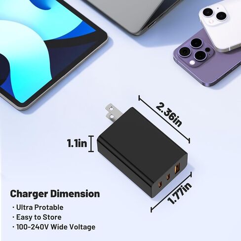 شاحن 30 وات iPhone 15 وسلك كابل USB C إلى C بطول 10 أقدام، كتلة شحن سريعة من النوع C لأجهزة Apple iPhone 15 Plus/15 Pro Max، iPad Pro 12.9/11 بوصة/Air/Mini/6 Gen، iPad Wall Plug Cube Brick، Samsung المجرة in Kuwait