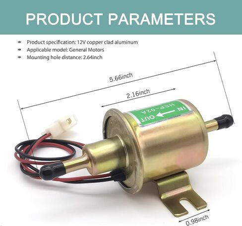 Eratus Fuel Pump, 12V 3-5 PSI Heavy Duty Plunger Type Fuel Supply Power Fuel Pump, Low Pressure Fuel Transfer Pump Modification Accessories, Universal for MT/Manual Transmission (Gold) in Kuwait