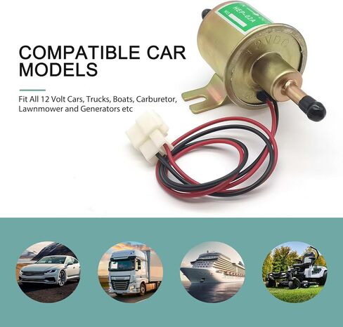 Eratus Fuel Pump, 12V 3-5 PSI Heavy Duty Plunger Type Fuel Supply Power Fuel Pump, Low Pressure Fuel Transfer Pump Modification Accessories, Universal for MT/Manual Transmission (Gold) in Kuwait
