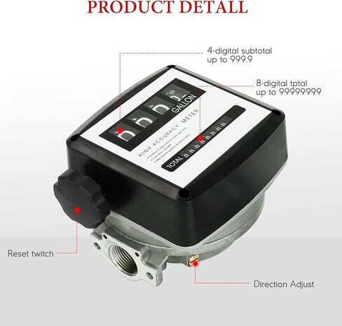 SUPERFASTRACING 1" Mechanical Fuel Flow Meter 7-20 GPM 4-Digital Batch Display for All Fuel Transfer Pumps, 50 PSI in Kuwait