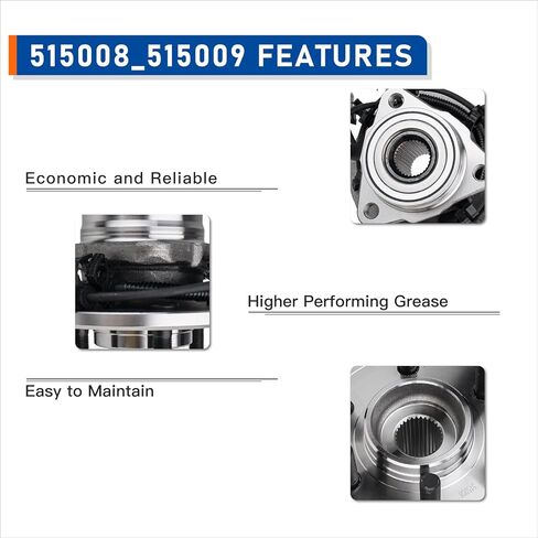 PAROD 515008 515009 4WD Front Wheel Bearing & Hub Assembly Compatible with 1997-2004 Dodge Dakota, 1998-2003 Durango [w/ 4-Wheel ABS] in Saudi Arabia
