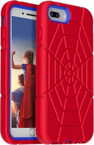 Grifobes 5.5" Case for iPhone 8 Plus/iPhone 7 Plus/iPhone 6S Plus/iPhone 6 Plus, 3-in-1 Heavy Duty Shockproof Rugged Protective 5.5 inch i Phone 8+/7+/6s+/6+ Cover for Kids Boys Children (Red+Blue) in Kuwait