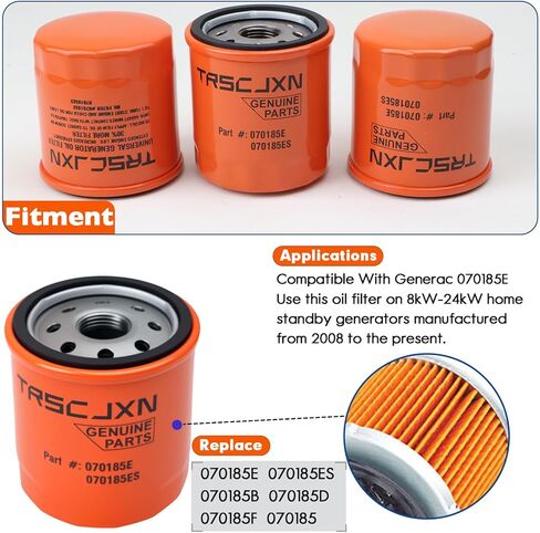 070185ES Oil Filter Compatible with Generac Guardian 8-24kw Series Air-Cooled Home Standby Generators & Portable Outdoor Generators Replace 070185E 70185 070185B(3 Pack) in Kuwait