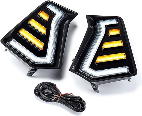 amopacorp Bumper LED Fog Light Trim Bezel Assemblies for 2024 2025 2026 Toyota Tacoma SR SR5 TRD Sport Limited Trailhunter Left Right Sequential White DRL Daytime Running Lamp Amber Turn Signal Cover in Kuwait