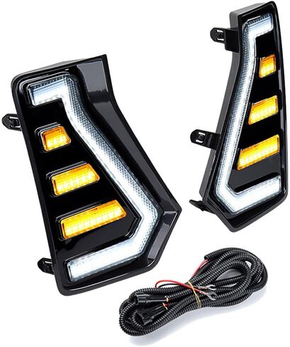 amopacorp Bumper LED Fog Light Trim Bezel Assemblies for 2024 2025 2026 Toyota Tacoma SR SR5 TRD Sport Limited Trailhunter Left Right Sequential White DRL Daytime Running Lamp Amber Turn Signal Cover in Kuwait