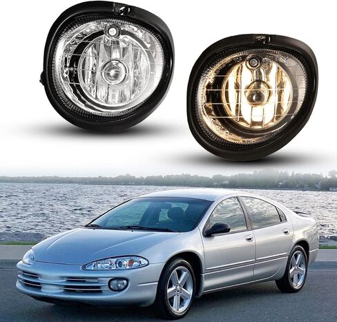 Nixon Offroad Fog Light Set for 1998-2004 Dodge Intrepid w/Halogen Bulbs H3 12V 35W, Driving Fog Light Assembly, Fog Lamp Combo Replacement Chrome Black Cover Clear Lens in Saudi Arabia