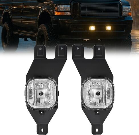 زوج من مصابيح الضباب HECASA متوافق مع 1999-2004 Ford Excursion F250 F350 F450 F550 استبدال بيك اب فائق التحمل لFO2592200 FO2593200 مصباح الضباب للقيادة LH&RH دعامة إطار أسود شفافة in Saudi Arabia