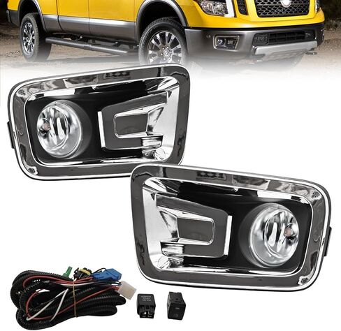 مصابيح الضباب متوافقة مع 2017-2019 Titan / 2016-2019 Titan XD Clear Lens w/ H11 12V 55W لمبات وتسخير الأسلاك in Kuwait