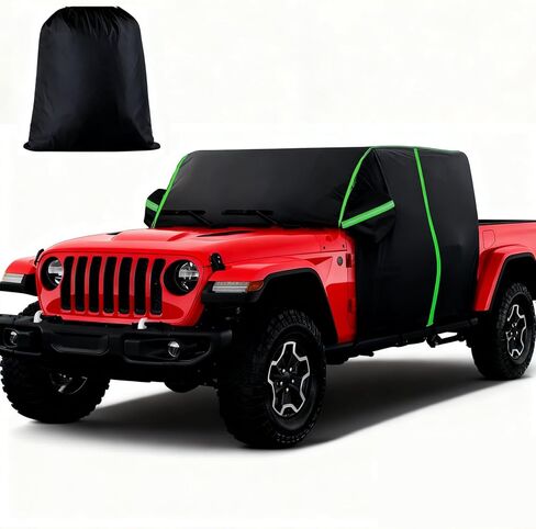 غطاء كابينة مخصص 420D متوافق مع Gladiator JT 2020-2025 2026، نصف يغطي جميع الأحوال الجوية من الشمس والمطر والثلج، مقاوم للأشعة فوق البنفسجية، غطاء سيارة خارجي مقاوم للرياح مع سحاب باب السائق in Kuwait