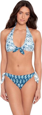Lauren Ralph Lauren Women's Indigo Print Mix Tie Front Halter Bra in Saudi Arabia
