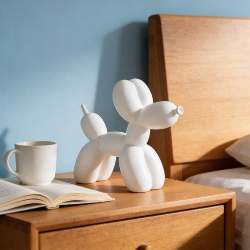 Resin Balloon Dog Sculpture,Creative Cute Animal Crafts Figurine, Balloon Dog Shaped Statue Art Sculpture, Modern Figurines Home Decor for Bedroom Living Room Office (White) in Saudi Arabia