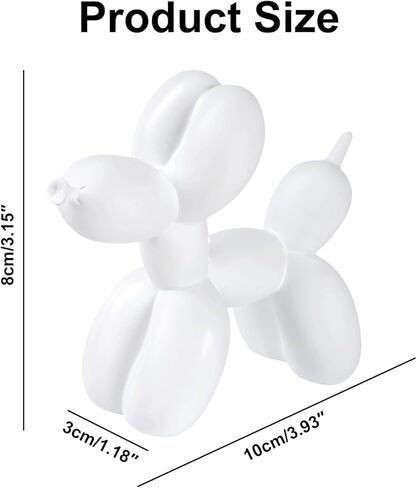 Resin Balloon Dog Sculpture,Creative Cute Animal Crafts Figurine, Balloon Dog Shaped Statue Art Sculpture, Modern Figurines Home Decor for Bedroom Living Room Office (White) in Saudi Arabia