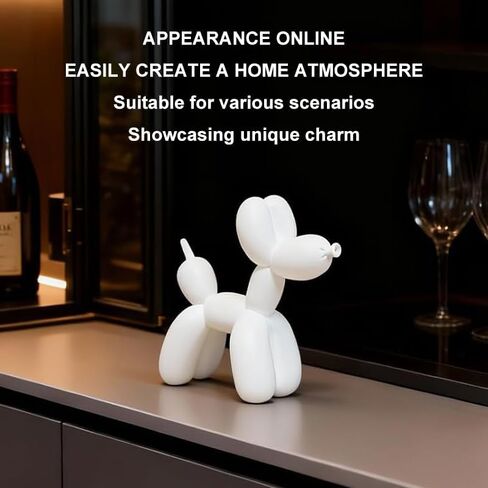 Resin Balloon Dog Sculpture,Creative Cute Animal Crafts Figurine, Balloon Dog Shaped Statue Art Sculpture, Modern Figurines Home Decor for Bedroom Living Room Office (White) in Saudi Arabia