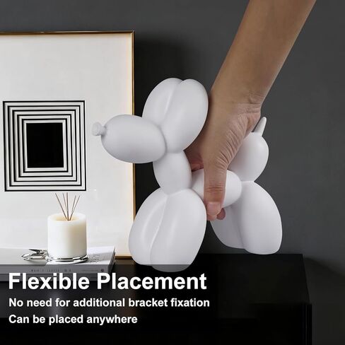 Resin Balloon Dog Sculpture,Creative Cute Animal Crafts Figurine, Balloon Dog Shaped Statue Art Sculpture, Modern Figurines Home Decor for Bedroom Living Room Office (White) in Saudi Arabia