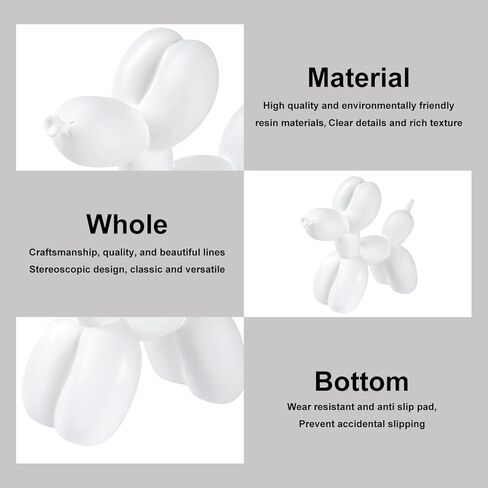 Resin Balloon Dog Sculpture,Creative Cute Animal Crafts Figurine, Balloon Dog Shaped Statue Art Sculpture, Modern Figurines Home Decor for Bedroom Living Room Office (White) in Saudi Arabia