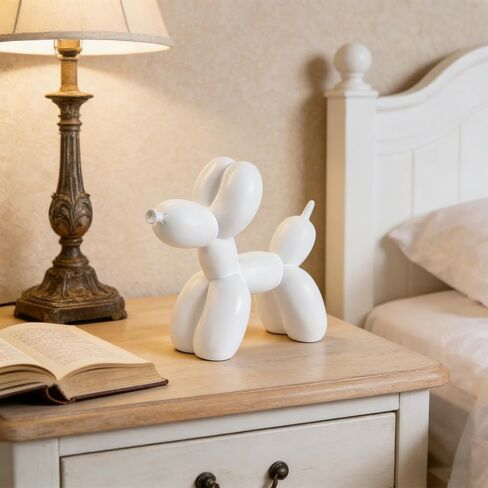 Resin Balloon Dog Sculpture,Creative Cute Animal Crafts Figurine, Balloon Dog Shaped Statue Art Sculpture, Modern Figurines Home Decor for Bedroom Living Room Office (White) in Saudi Arabia