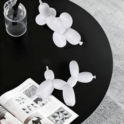 Resin Balloon Dog Sculpture,Creative Cute Animal Crafts Figurine, Balloon Dog Shaped Statue Art Sculpture, Modern Figurines Home Decor for Bedroom Living Room Office (White) in Saudi Arabia