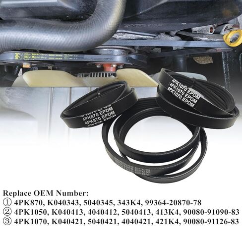 4PK870 4PK1050 4PK1070 Drive Belt Kit Fits for Toyota Tacoma 1995-2004, 4Runner 1996-2002, Tundra 2000-2004, T-100 1995-1998 V6 3.4 Engine Alternator/Air Conditioner/Power Steering Serpentine Belt Set in Saudi Arabia