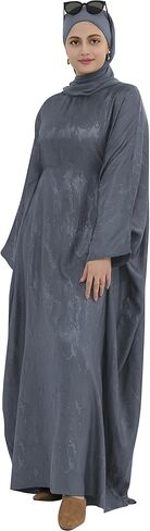 Elegant Eid Clothes Women Muslim Glossy Batwing Sleeve Abaya Ramadan Prayer Dress with Belt in Saudi Arabia