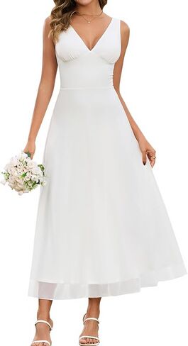 EYNMIN Summer Wedding Guest Dress V Neck Flowy A Line Mesh Elegant Maxi Long Formal Cocktail Dresses for Women 2026 Spring in Saudi Arabia