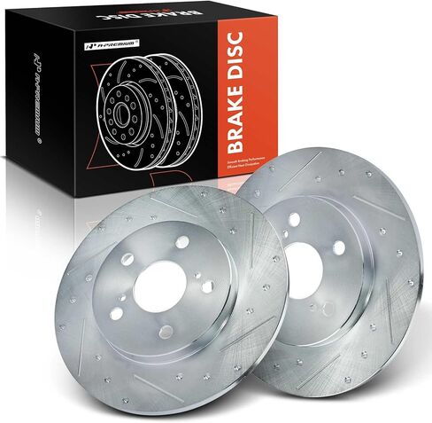 A-Premium 10.98 inch (278.89mm) Rear Drilled and Slotted Disc Brake Rotors Compatible with Select Toyota, Pontiac and Scion Models - Matrix 09-14, Corolla iM 17-18, xB 08-15, iM 16, Vibe 09-10, 2-PC in Saudi Arabia