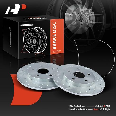 A-Premium 10.98 inch (278.89mm) Rear Drilled and Slotted Disc Brake Rotors Compatible with Select Toyota, Pontiac and Scion Models - Matrix 09-14, Corolla iM 17-18, xB 08-15, iM 16, Vibe 09-10, 2-PC in Saudi Arabia
