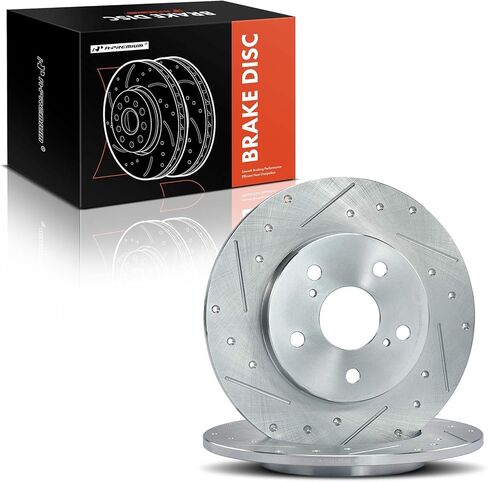 A-Premium 10.98 inch (278.89mm) Rear Drilled and Slotted Disc Brake Rotors Compatible with Select Toyota, Pontiac and Scion Models - Matrix 09-14, Corolla iM 17-18, xB 08-15, iM 16, Vibe 09-10, 2-PC in Saudi Arabia