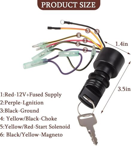 Boat Ignition Switch, OEM# 87-17009A5 Marine lgnition Switches Replacement with 2 Keys 6 Wire, Mariner Outboard Motors Control Accessories, Compatible with 40hp 45hp 50hp in Kuwait