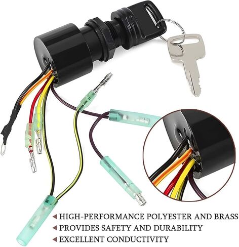 Boat Ignition Switch, OEM# 87-17009A5 Marine lgnition Switches Replacement with 2 Keys 6 Wire, Mariner Outboard Motors Control Accessories, Compatible with 40hp 45hp 50hp in Kuwait