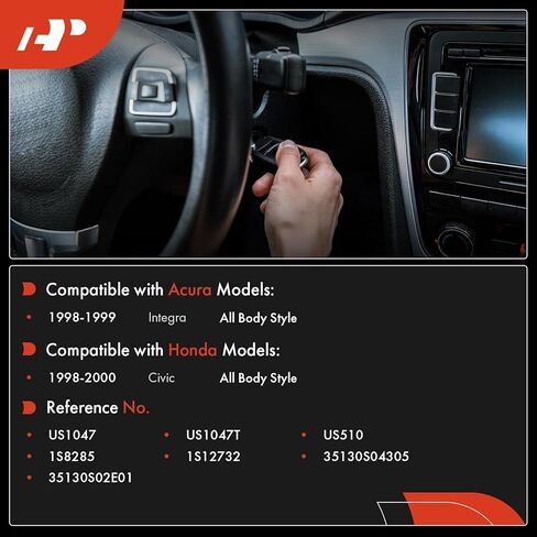 مفتاح تشغيل الإشعال الممتاز A-Premium متوافق مع مركبات Acura وHonda - Civic 1998-2000، Integra 1998-1999 - 5 شفرات، استبدال # 35130S04305، 35130S02E01 in Saudi Arabia