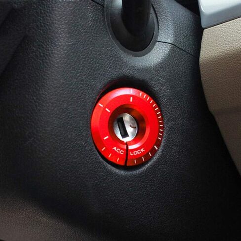 iJDMTOY Red Aluminum Engine Ignition Keyhole Decoration Ring Cap Cover, Compatible with Volkswagen Golf GTI Jetta; Compatible with Audi A3 A4 TT Blade Key Trims in Saudi Arabia