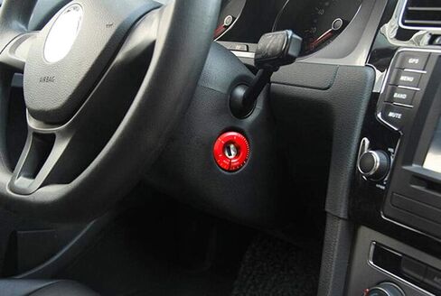 iJDMTOY Red Aluminum Engine Ignition Keyhole Decoration Ring Cap Cover, Compatible with Volkswagen Golf GTI Jetta; Compatible with Audi A3 A4 TT Blade Key Trims in Saudi Arabia