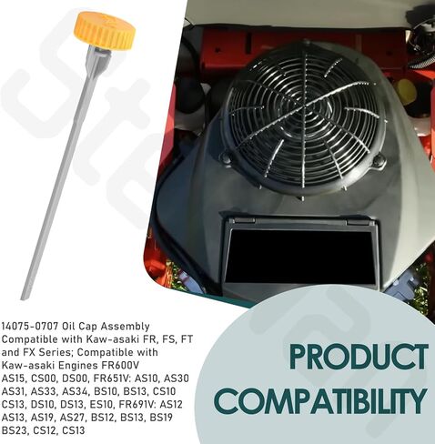 8.86 Inch 14075-0707 Oil Cap Assembly Compatible with Kaw-asaki FR, FS, FT and FX Series, Replaces 14075-7013 14075-0037 14075-0725 in Kuwait