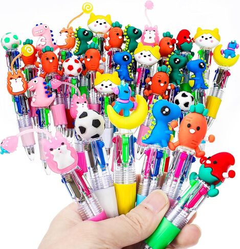 60Pcs Mini Multicolor Pens in One 4-in-1, Cute Pens Bulk for Party Favors, Ballpoint Pen with Assorted Animal Designs, Back To School Gifts, Classroom Student Prizes in Kuwait