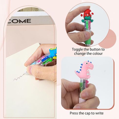 60Pcs Mini Multicolor Pens in One 4-in-1, Cute Pens Bulk for Party Favors, Ballpoint Pen with Assorted Animal Designs, Back To School Gifts, Classroom Student Prizes in Kuwait