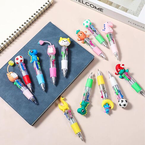 60Pcs Mini Multicolor Pens in One 4-in-1, Cute Pens Bulk for Party Favors, Ballpoint Pen with Assorted Animal Designs, Back To School Gifts, Classroom Student Prizes in Kuwait