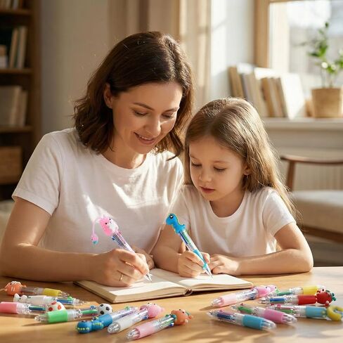 60Pcs Mini Multicolor Pens in One 4-in-1, Cute Pens Bulk for Party Favors, Ballpoint Pen with Assorted Animal Designs, Back To School Gifts, Classroom Student Prizes in Kuwait