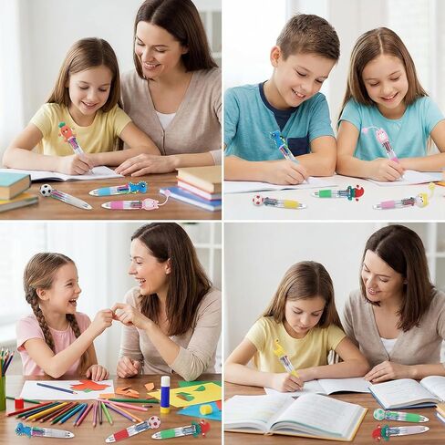 60Pcs Mini Multicolor Pens in One 4-in-1, Cute Pens Bulk for Party Favors, Ballpoint Pen with Assorted Animal Designs, Back To School Gifts, Classroom Student Prizes in Kuwait