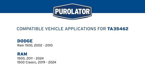 فلتر هواء Purolator TA35462 PurolatorTECH متوافق مع 2011-2024 Ram 1500، 2019-2024 Ram 1500 Classic و2002-2010 Dodge Ram 1500 in Saudi Arabia