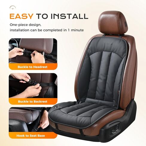 Coverado Front Seat Covers, Luxury Faux Leather Seat Cover for Cars, Winter Driver Car Seat Cushion, Waterproof Front Car Seat Protector Universal Fit Most Cars,1PCS (Black) in Saudi Arabia