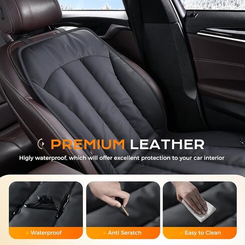 Coverado Front Seat Covers, Luxury Faux Leather Seat Cover for Cars, Winter Driver Car Seat Cushion, Waterproof Front Car Seat Protector Universal Fit Most Cars,1PCS (Black) in Saudi Arabia