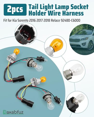 Tail Light Lamp Socket Holder Wire Harness Fit for Kia Sorento 2016 2017 2018, Replace 92480-C6000 in Kuwait