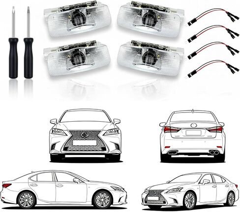 LED Car Door Logo Projector Lights for Lexus, 4-Pack Ghost Shadow Welcome Lights, HD Plug and Play Compatible with is ES LS GS GX LX RX RC UX200 2006-2025 (4) in Saudi Arabia