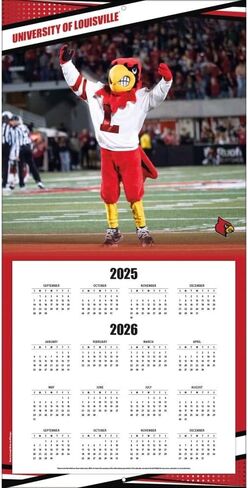 تقويم حائط NCAA Louisville Cardinals 2026، 12 بوصة × 12 بوصة، تقويم لمدة 16 شهرًا مع غلاف مثبت in Kuwait