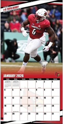 تقويم حائط NCAA Louisville Cardinals 2026، 12 بوصة × 12 بوصة، تقويم لمدة 16 شهرًا مع غلاف مثبت in Kuwait
