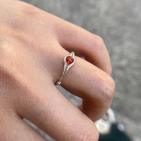 خواتم العقيق خواتم من الفضة الإسترليني للنساء شقرا كريستالات وأحجار الشفاء خاتم عين جوهرة مارس مصنوع يدويًا in Kuwait